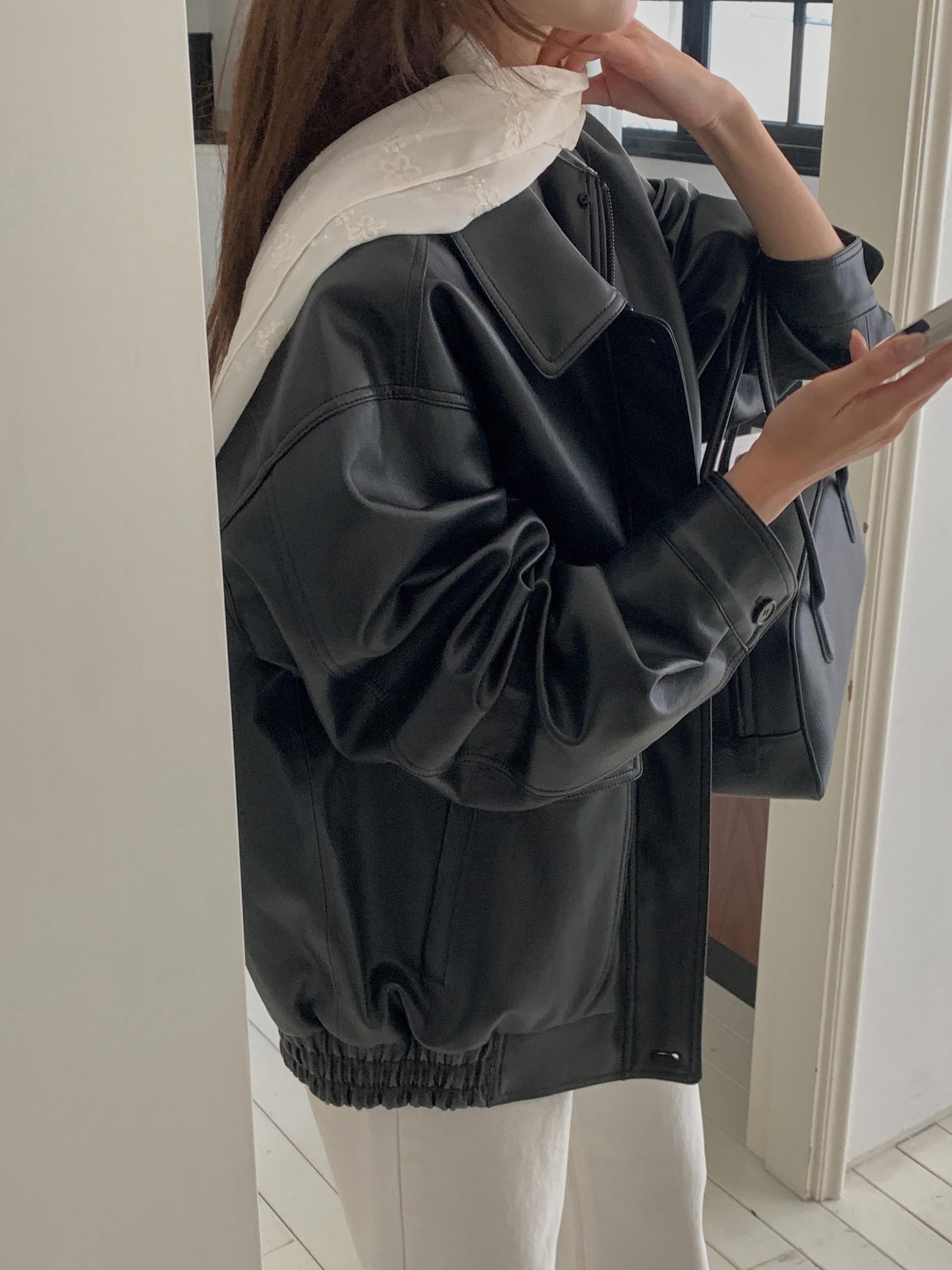 pear embroidered scarf