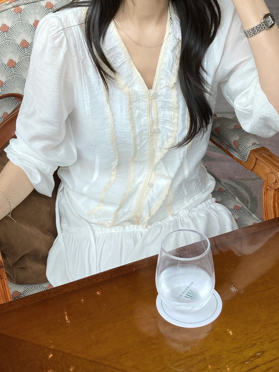 noil lace blouse-2col