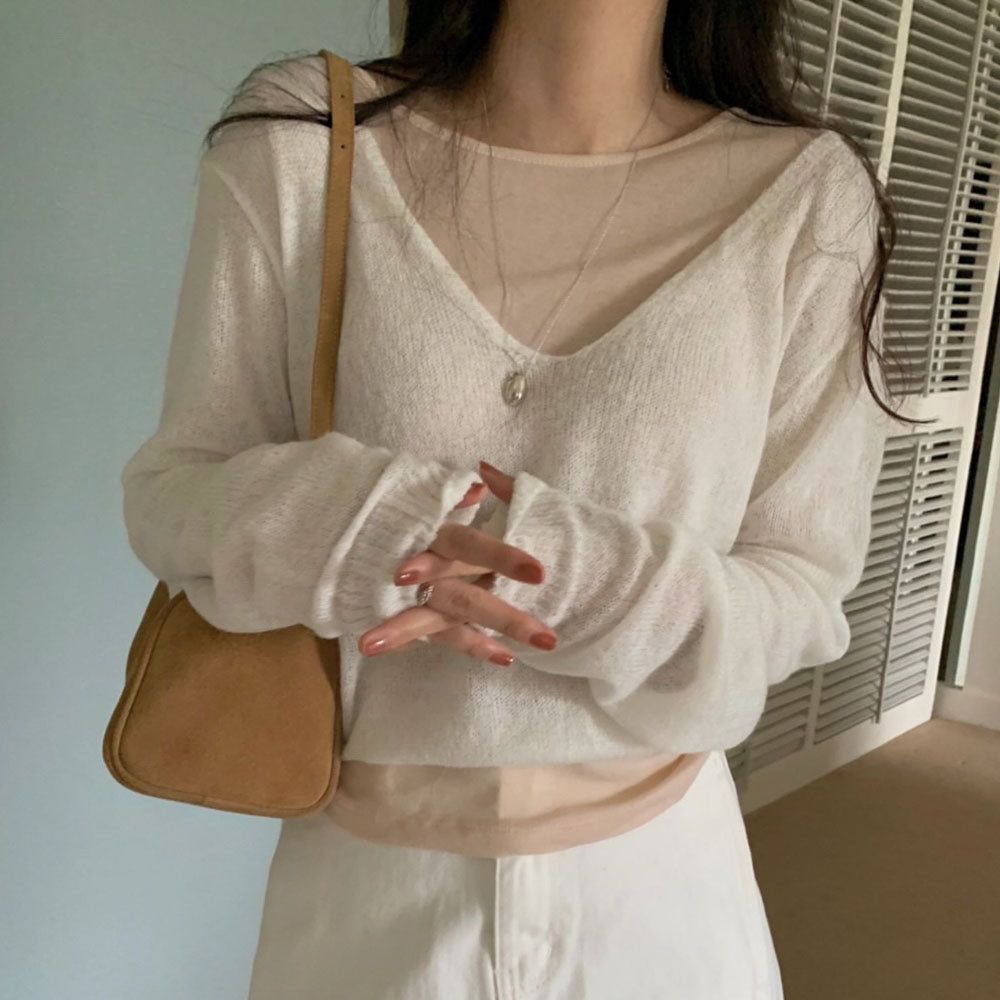 yuri v neck knit-4col