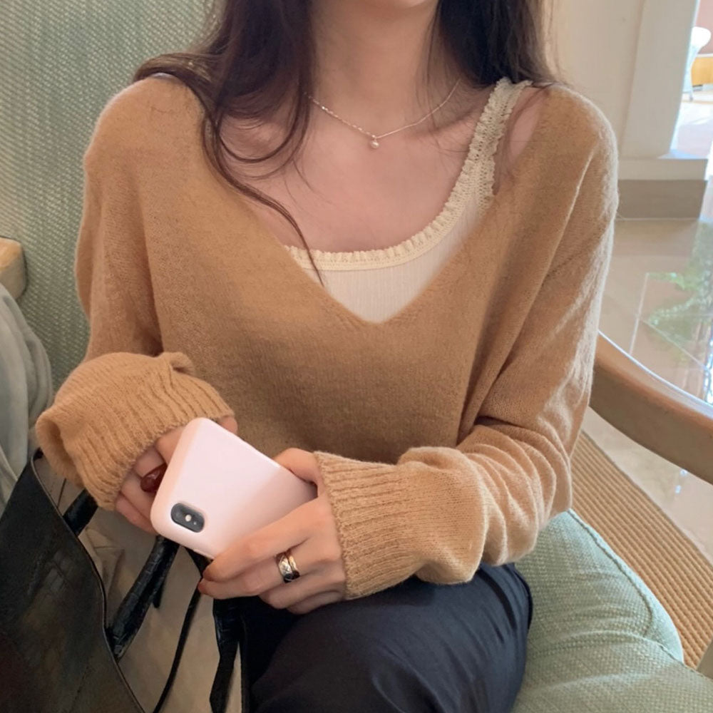 yuri v neck knit-4col