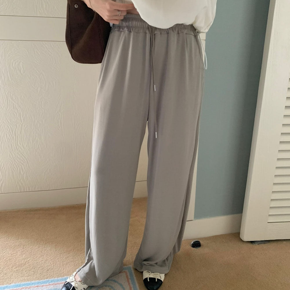 chuing wide banding pants-4col