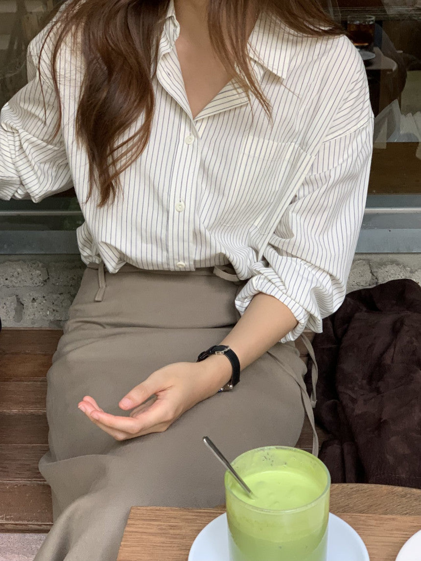 Ore pin stripe shirt-2col