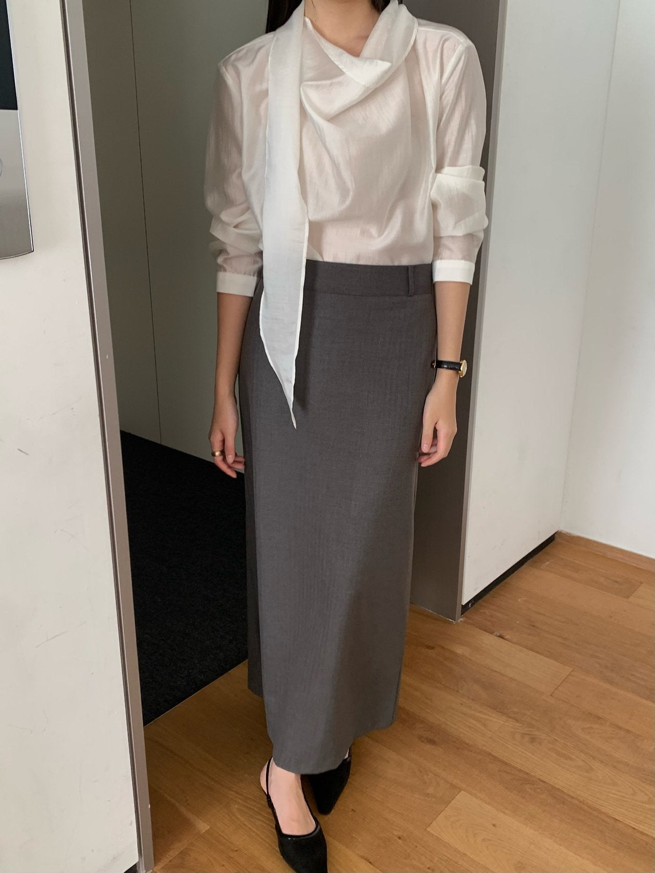 Barrel tie blouse-2col