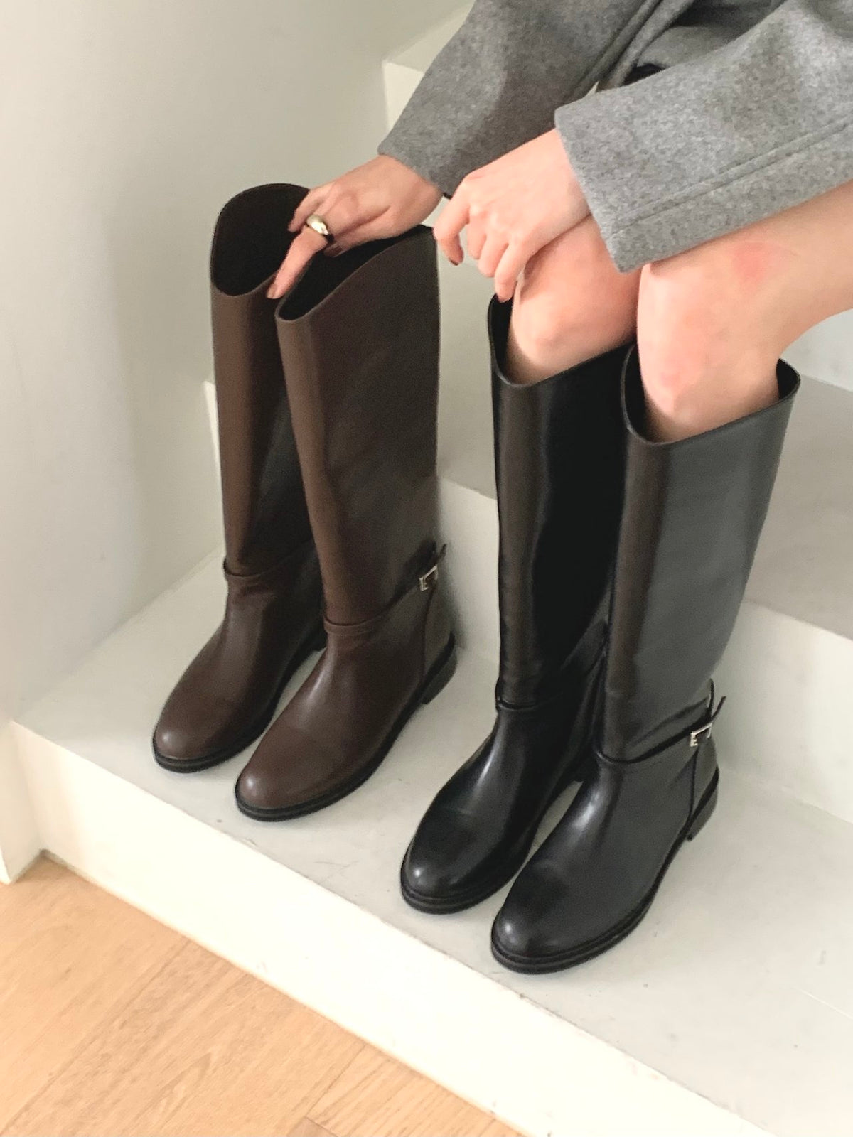 Ankle Detail Long Boots-2col