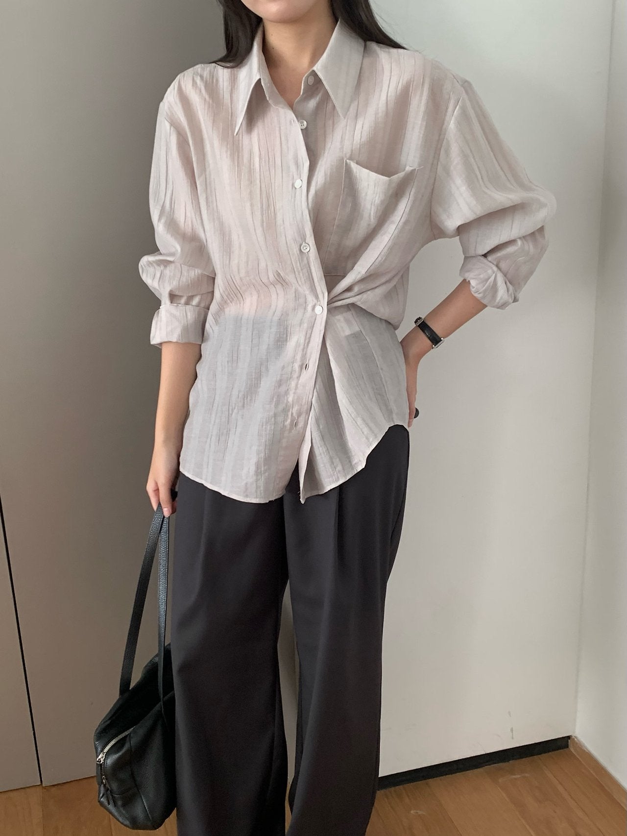 Monel button shirt-2col