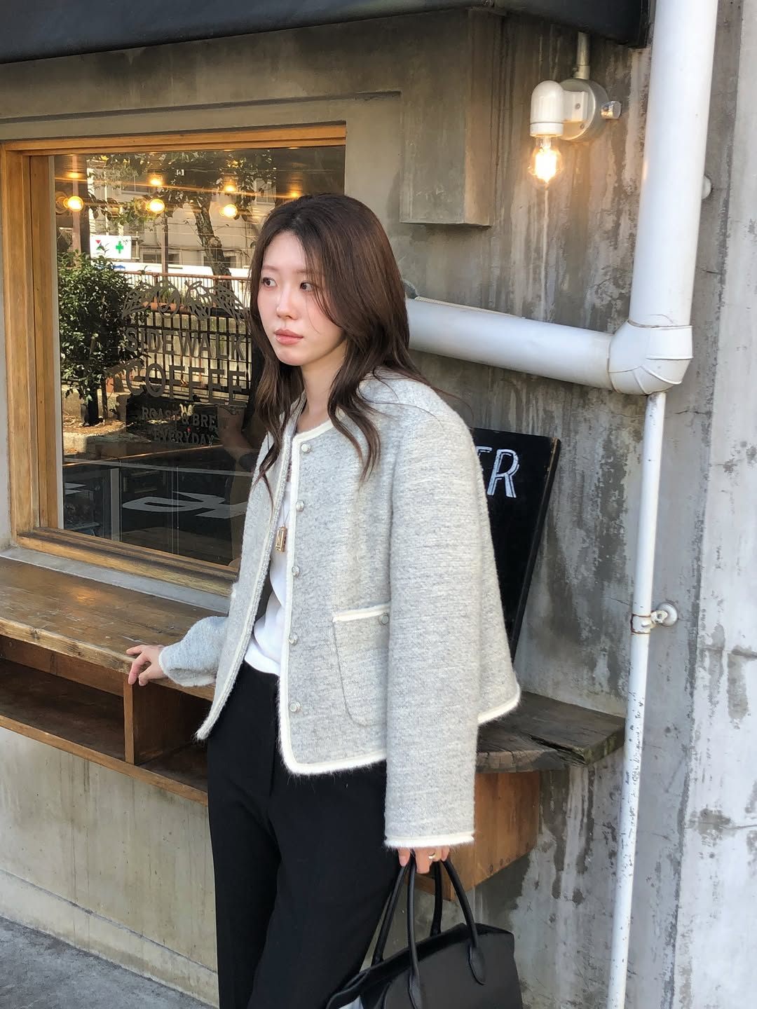 rowen contrast tweed jacket