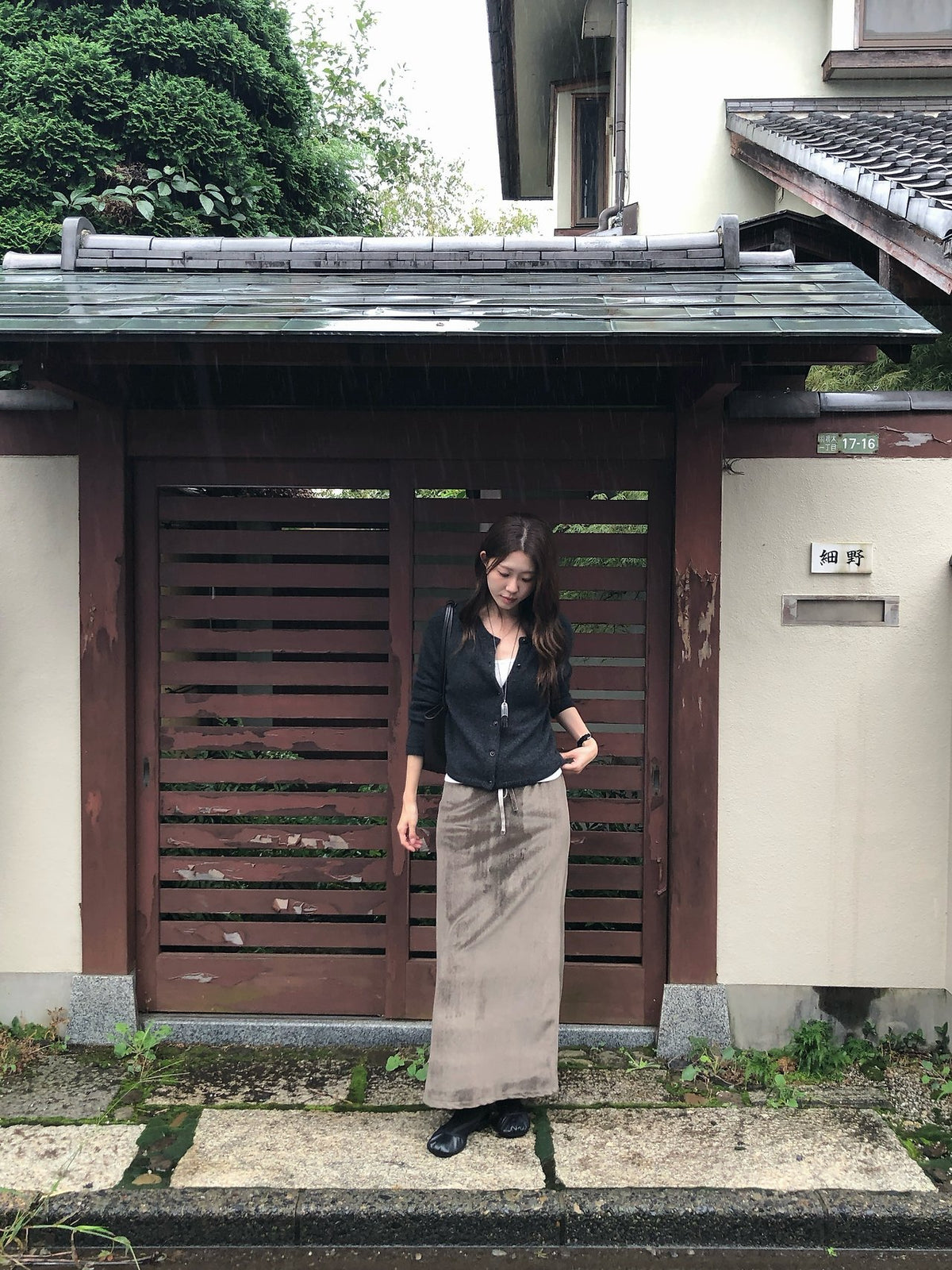 boa drawstring long skirt-3col
