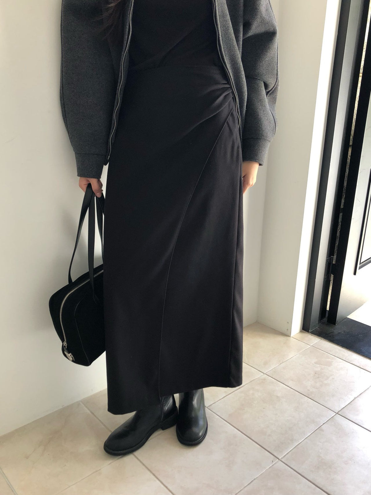 ched shirring skirt-2col
