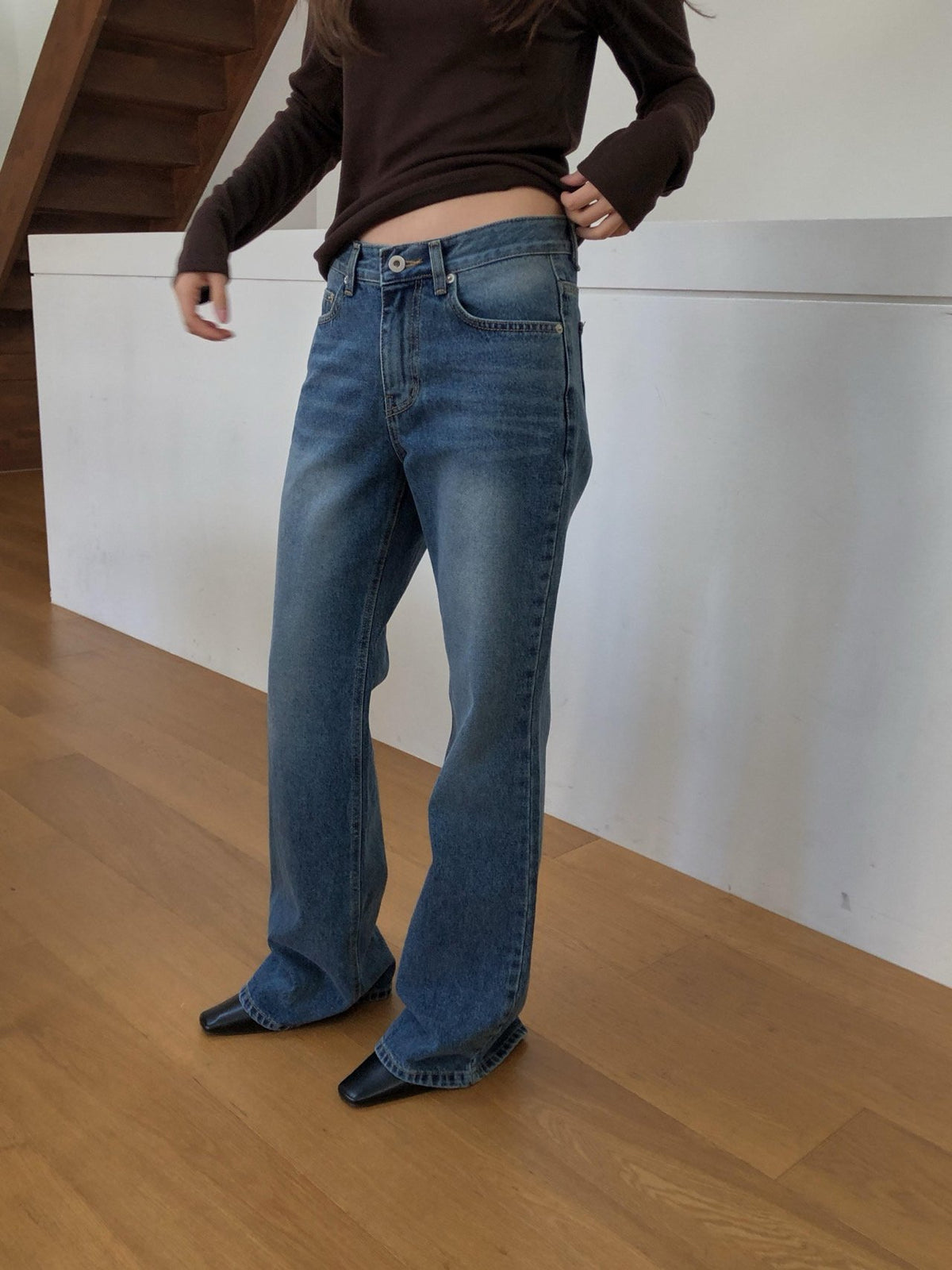 rise bootcut denim