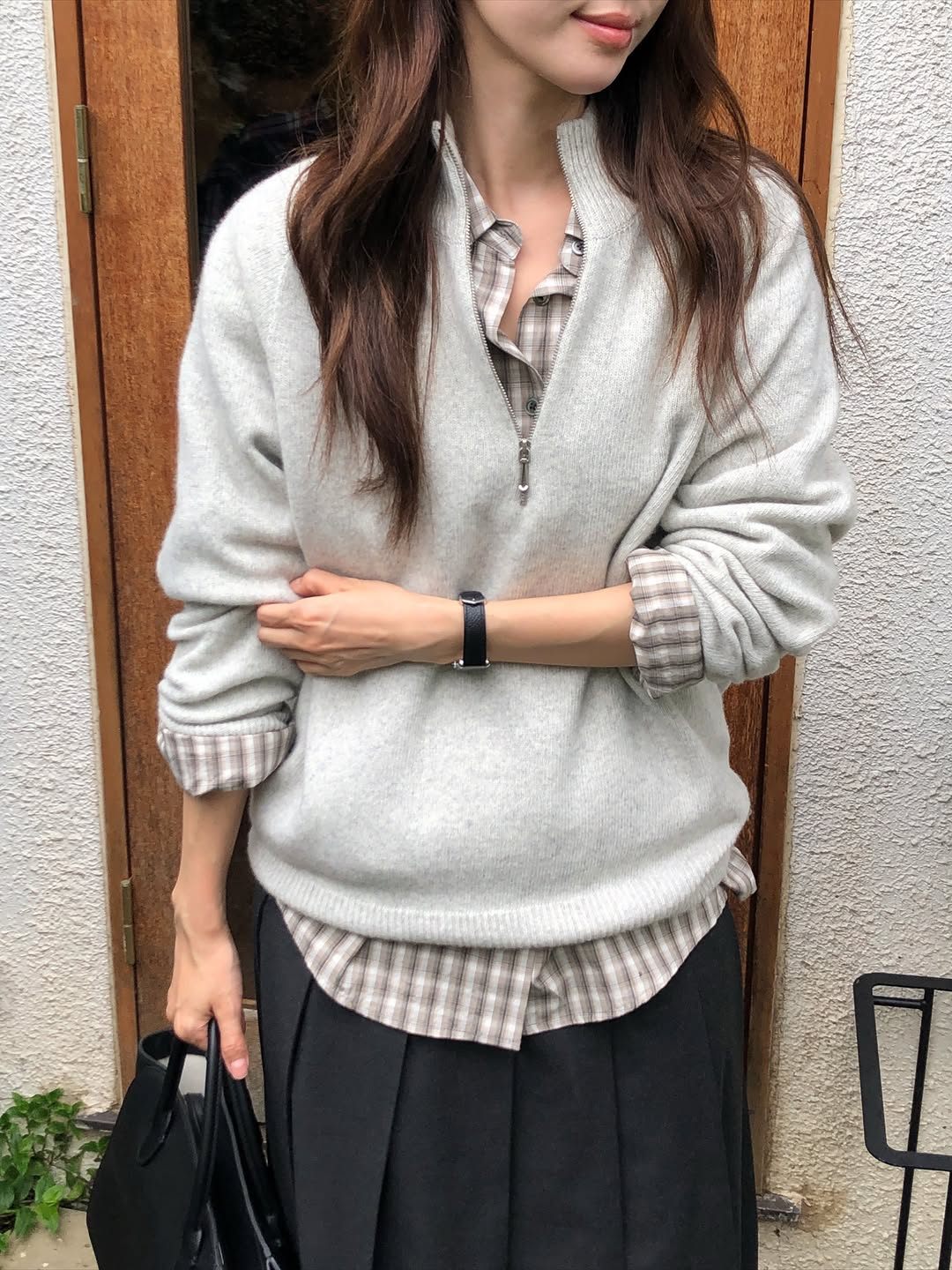lorraine cashmere wholegarment half-zip knit-3col