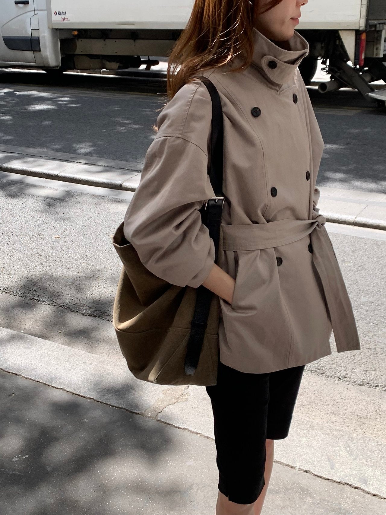 Maren washing half trench jacket-2col