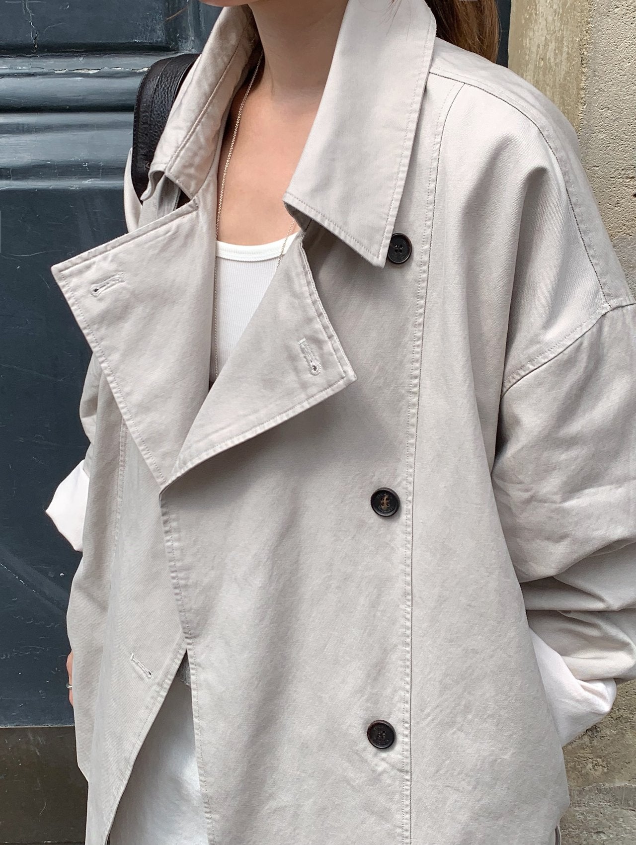 Maren washing half trench jacket-2col