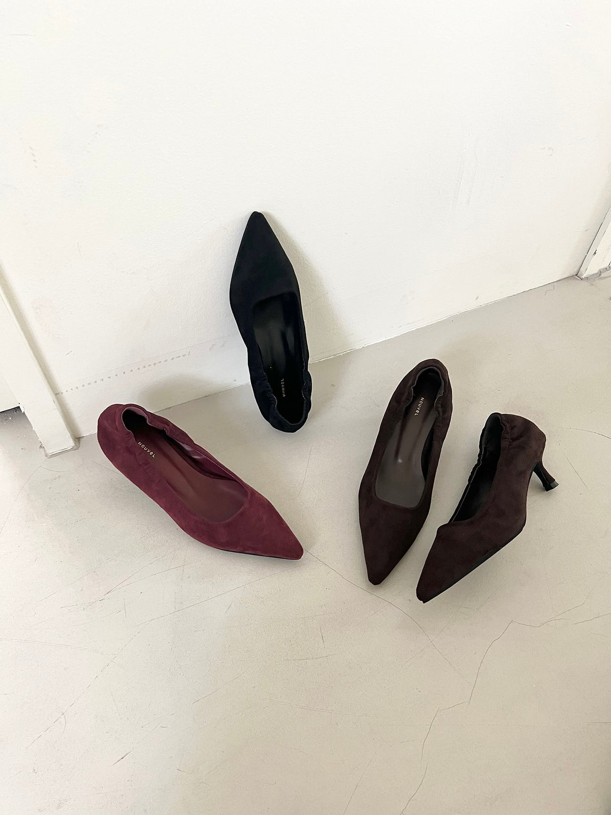 Suede 5cm back-banding high heels-3col