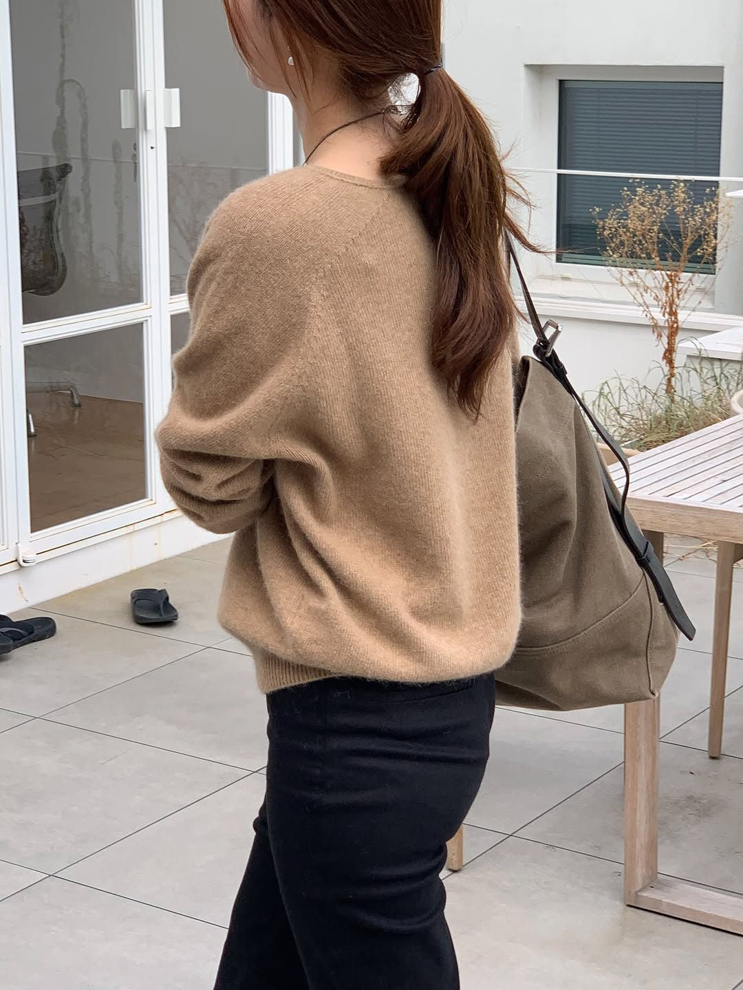 Hills fox wholegarment V-neck knit-3col