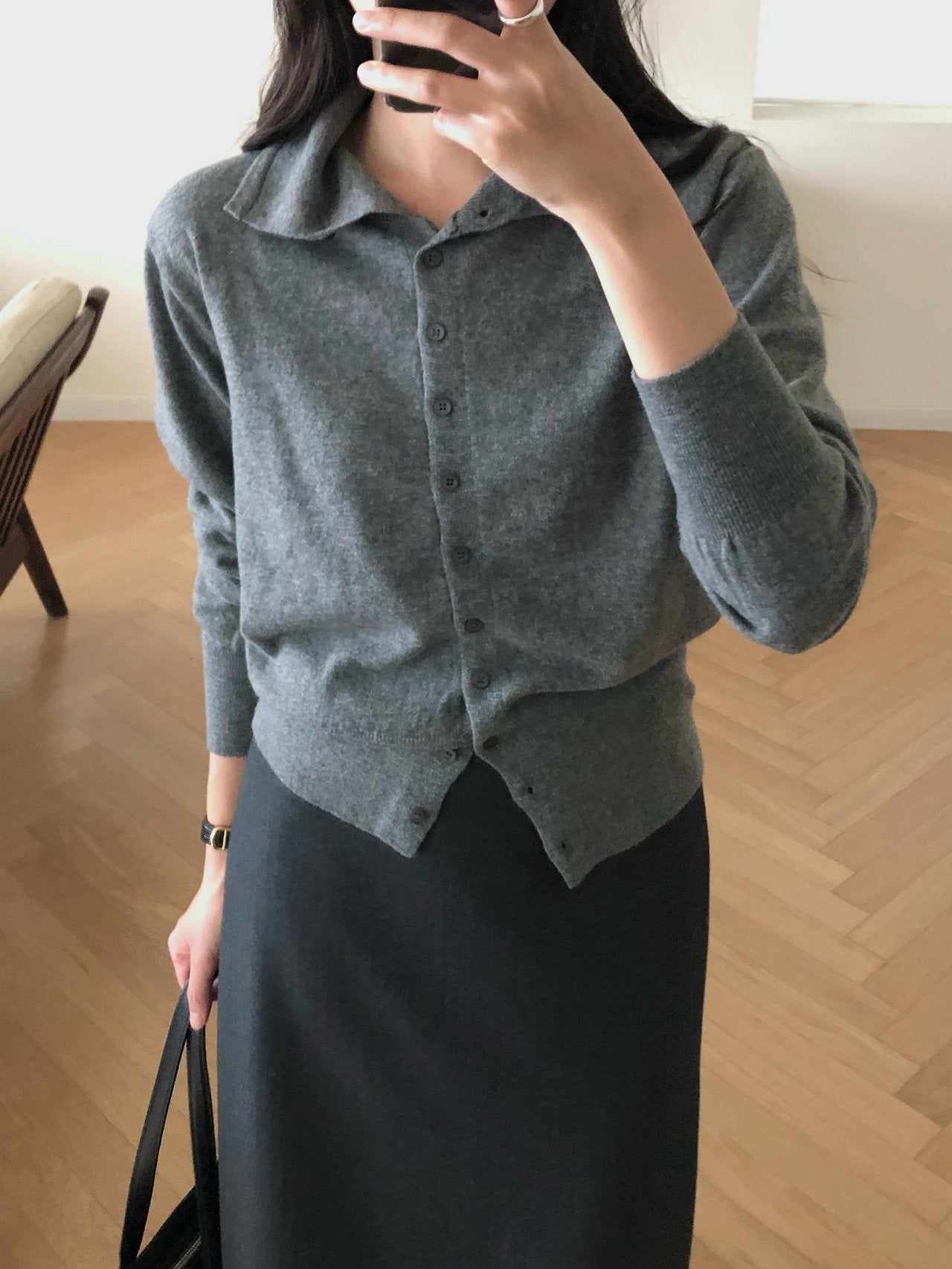 High-neck cash cardigan-3col