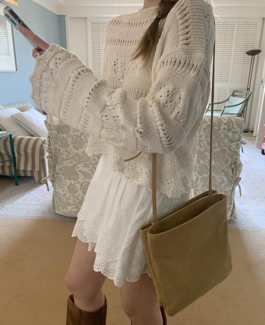 即納 Cotton crochet knit