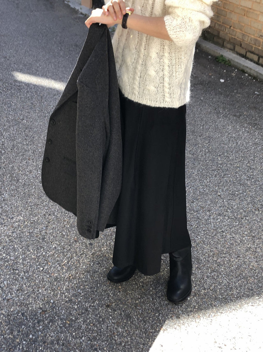 Rouelle suede flare skirt-2col