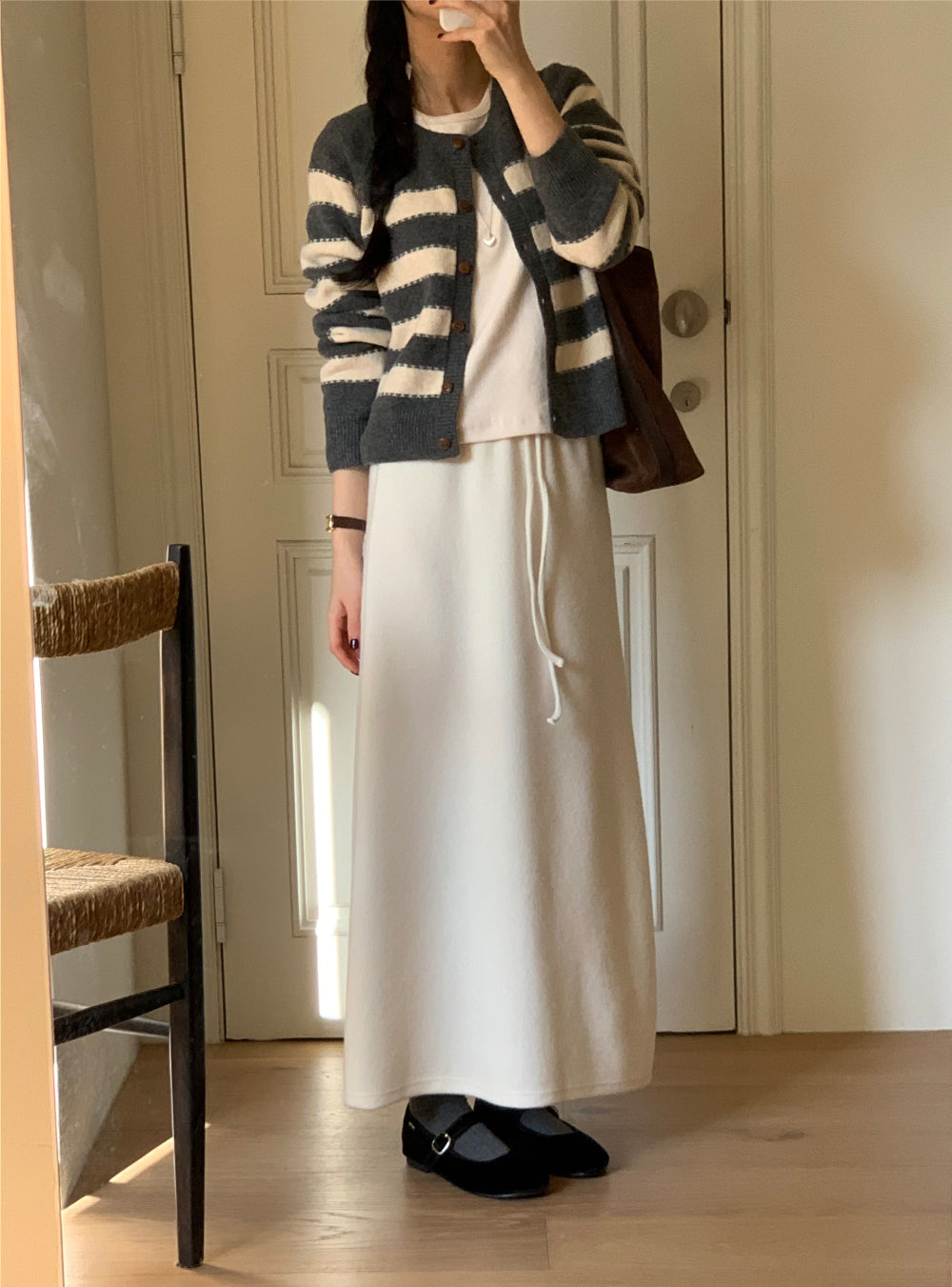 wool maxi skirt-3col