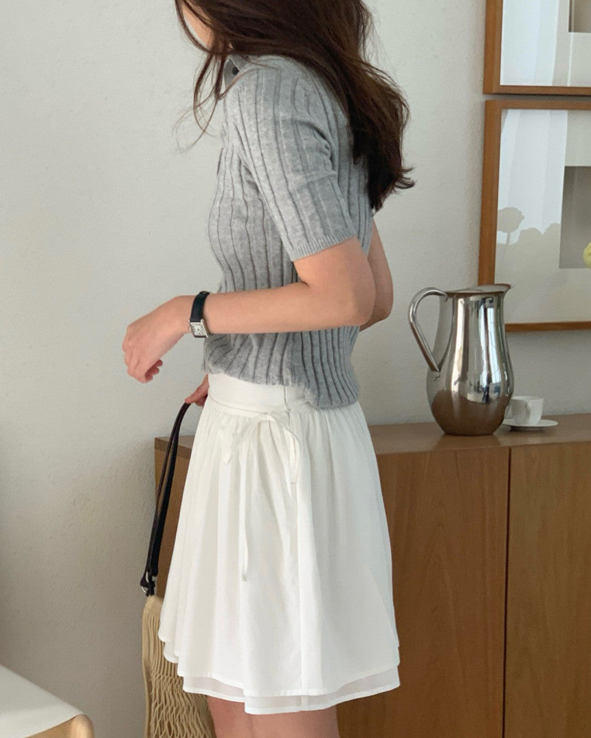 Sally layered tencel short skirt-2col