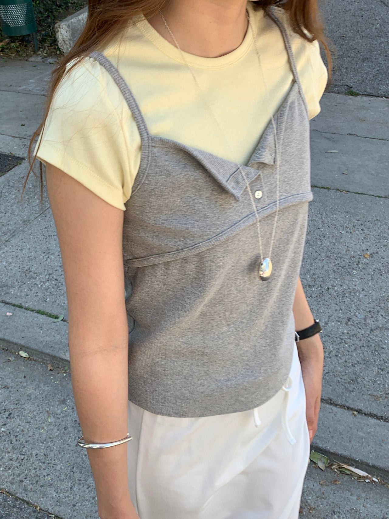Nive henley strap sleeveless-4col