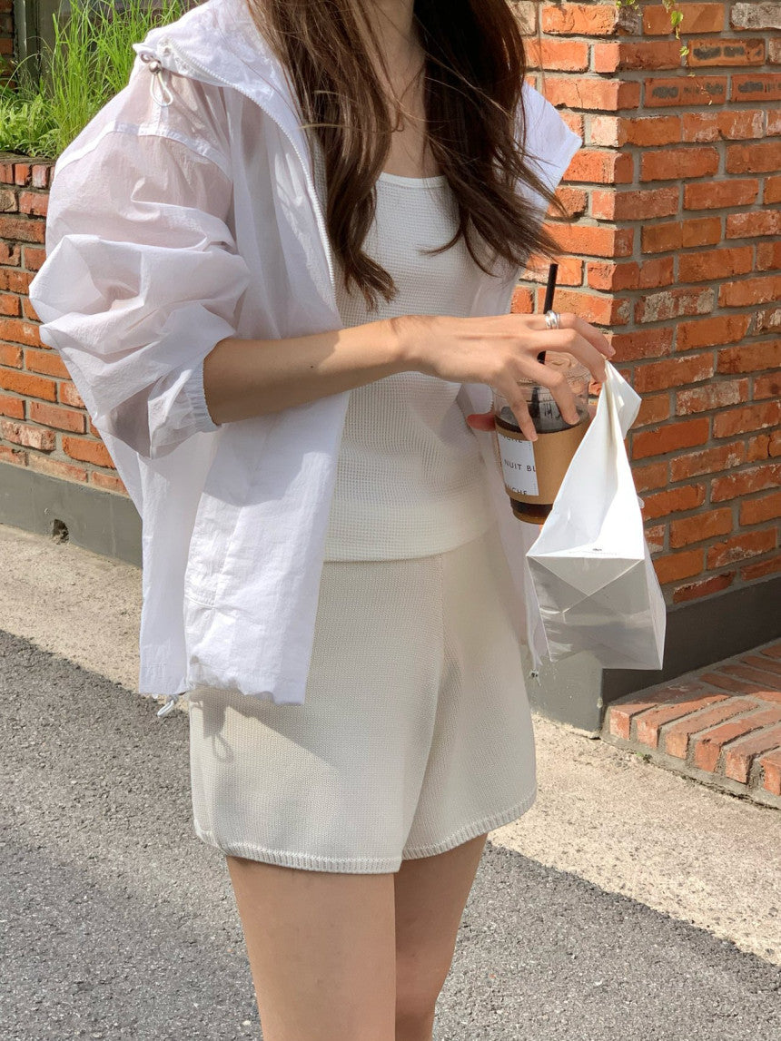 Want bamboo knit half pants-2col