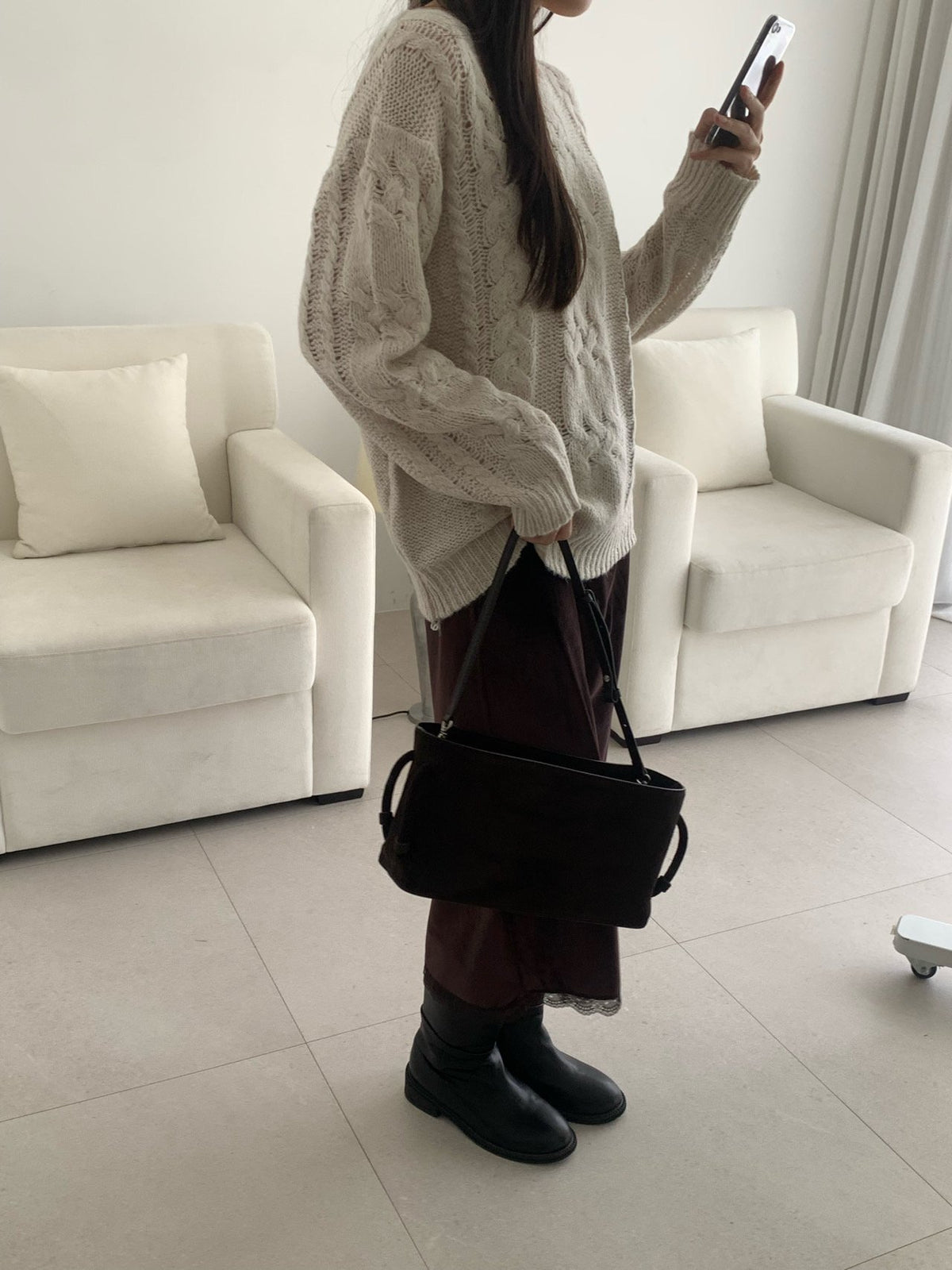 mohair cable knit-2col