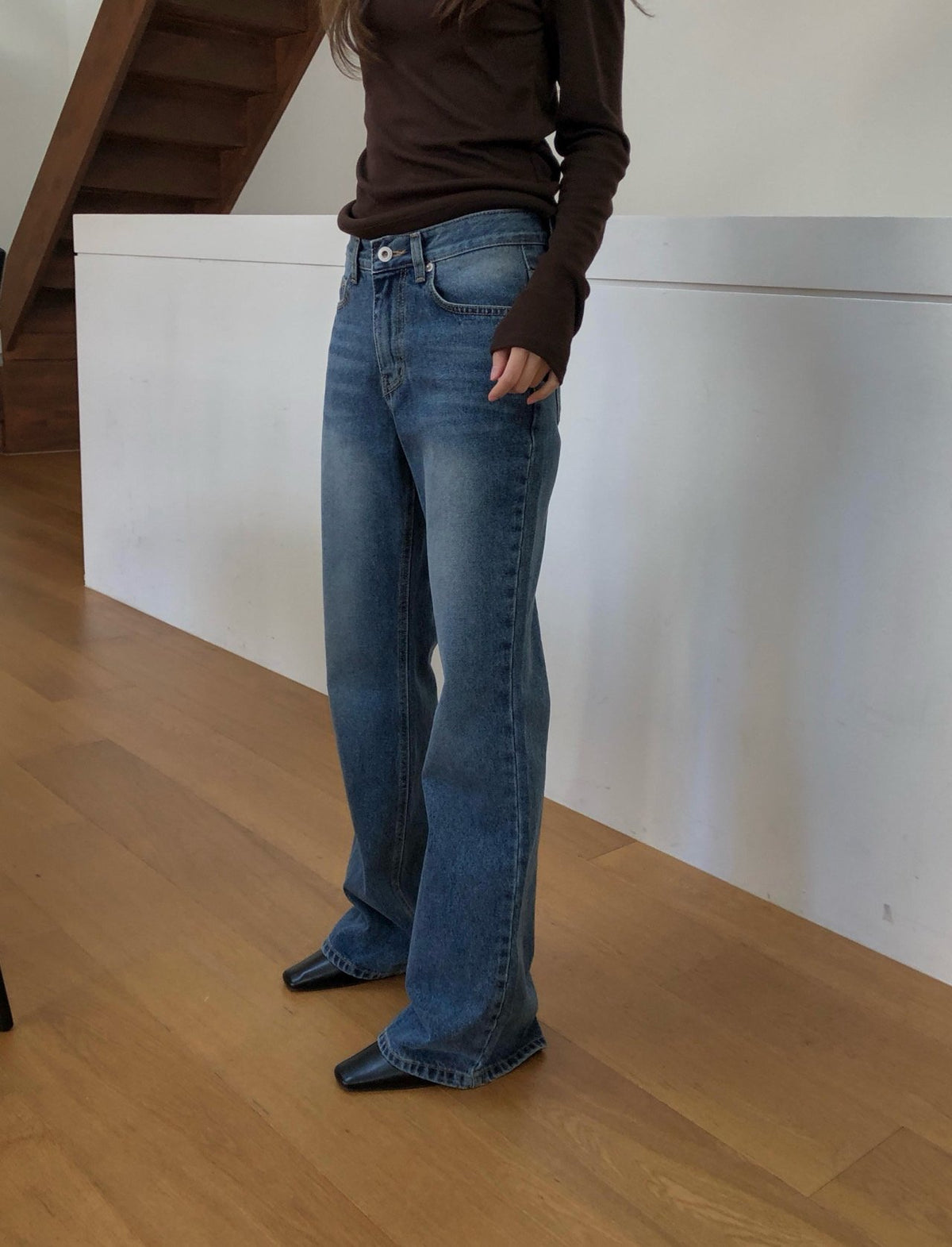 rise bootcut denim
