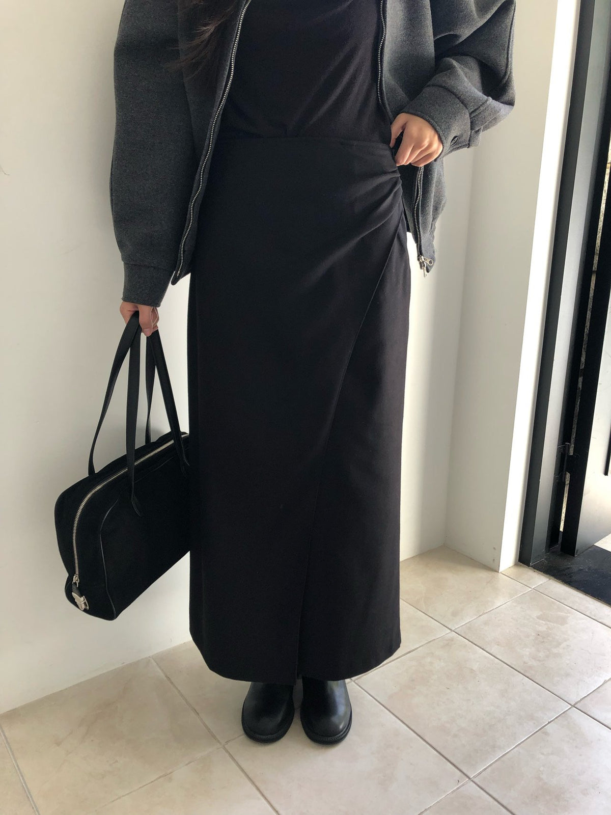 ched shirring skirt-2col