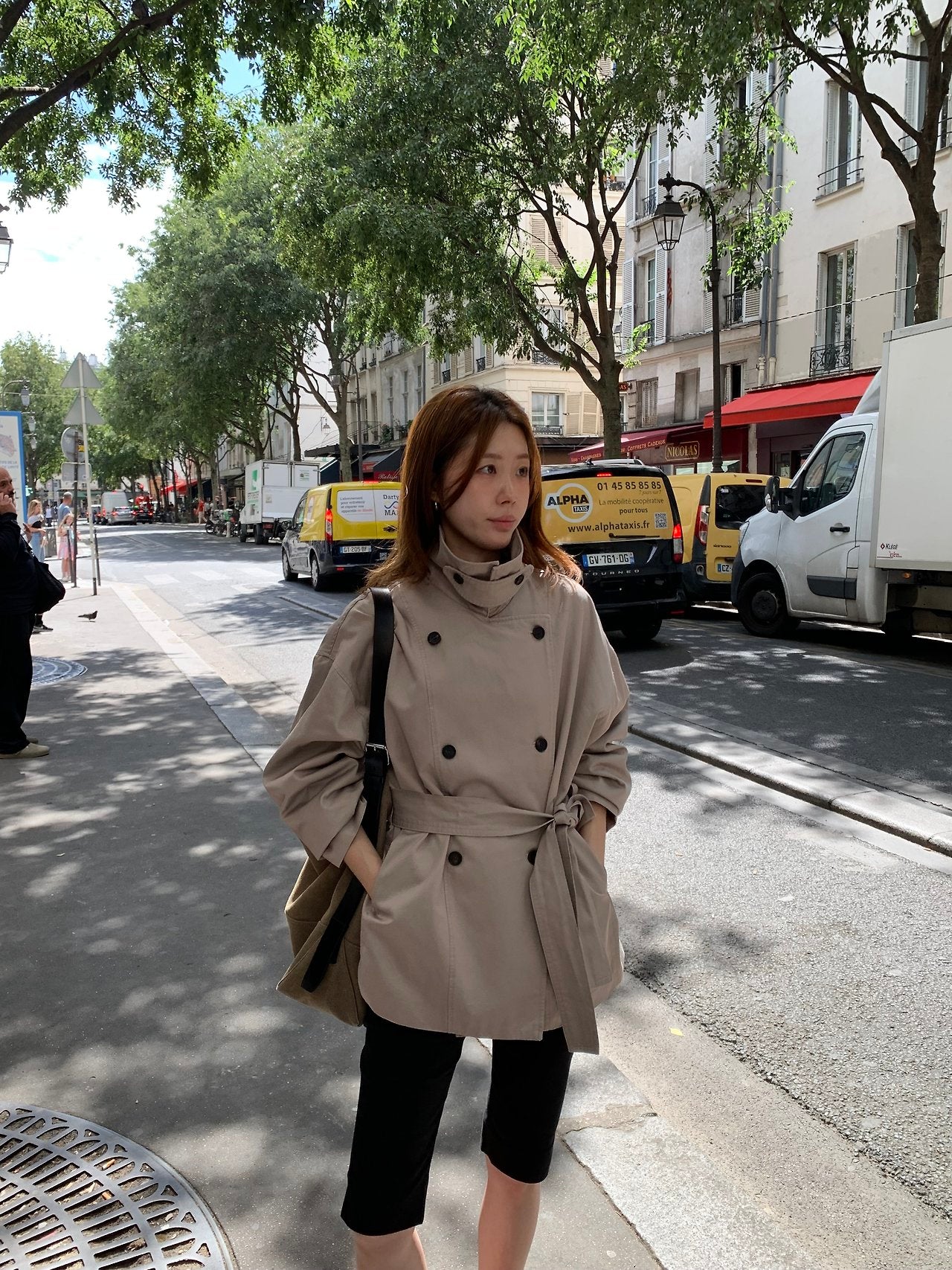 Maren washing half trench jacket-2col