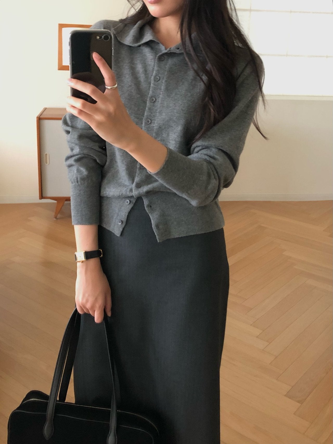 High-neck cash cardigan-3col