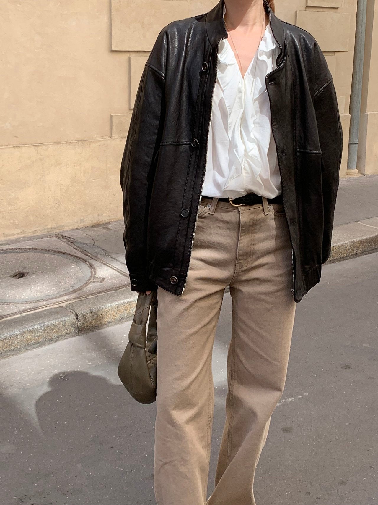 Hale lambskin leather blouson-2col