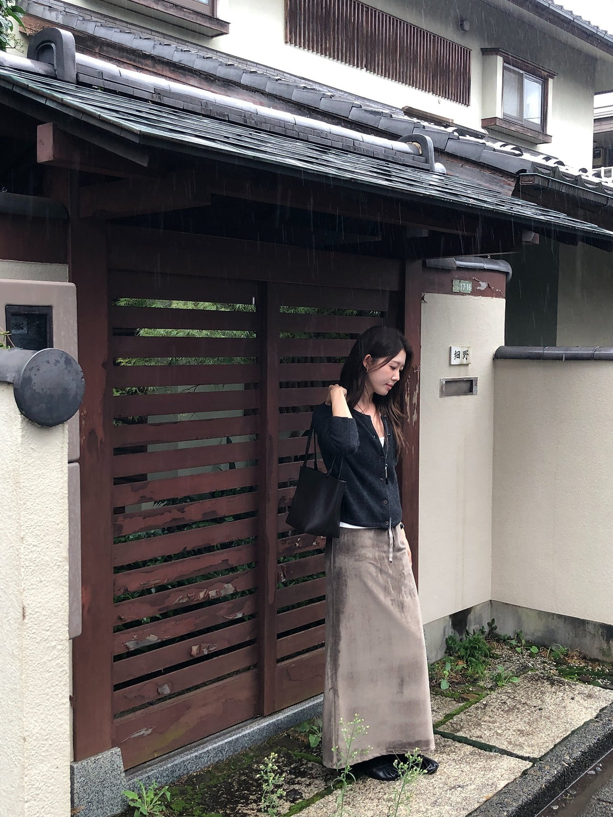 boa drawstring long skirt-3col