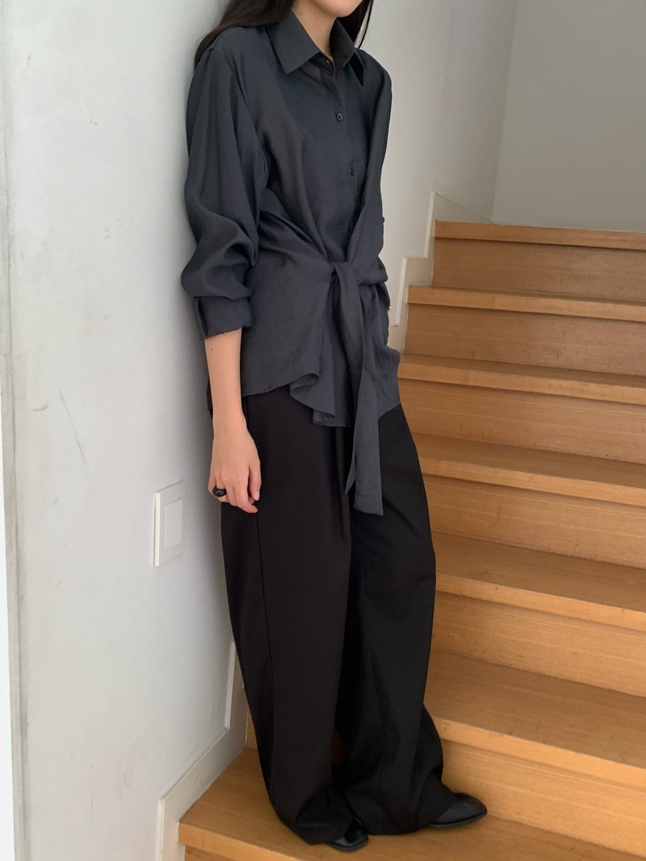 Veil wrap blouse-2col