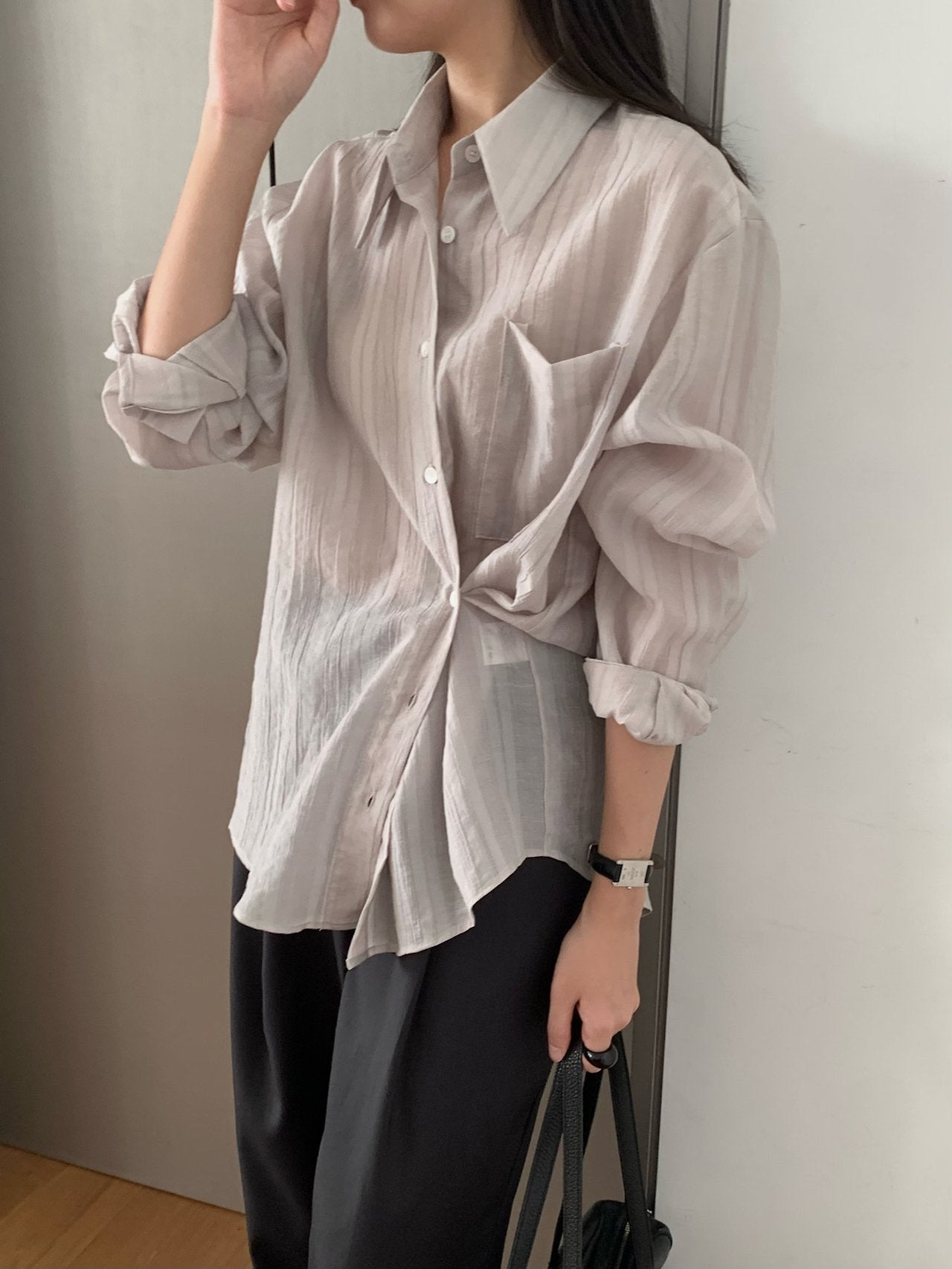 Monel button shirt-2col