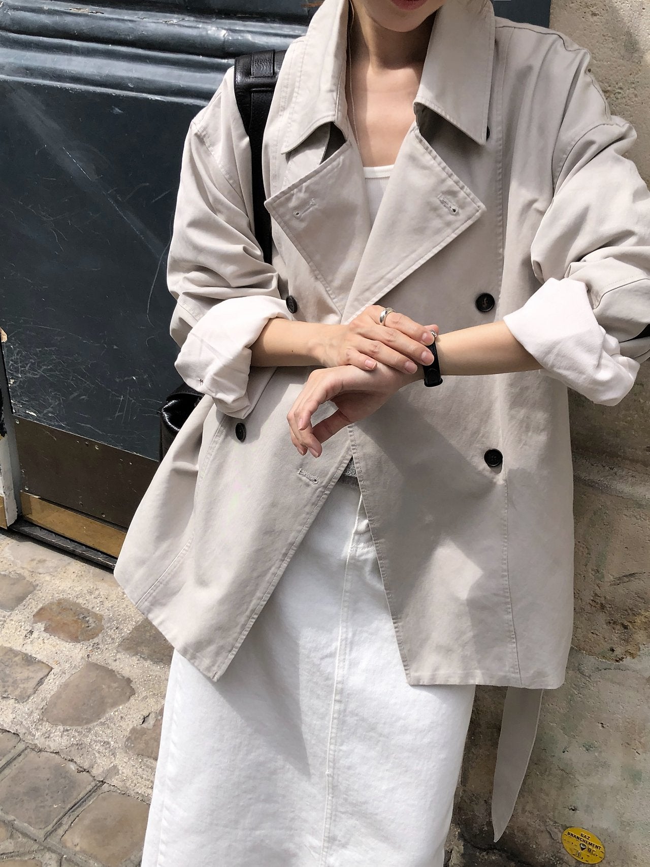 Maren washing half trench jacket-2col