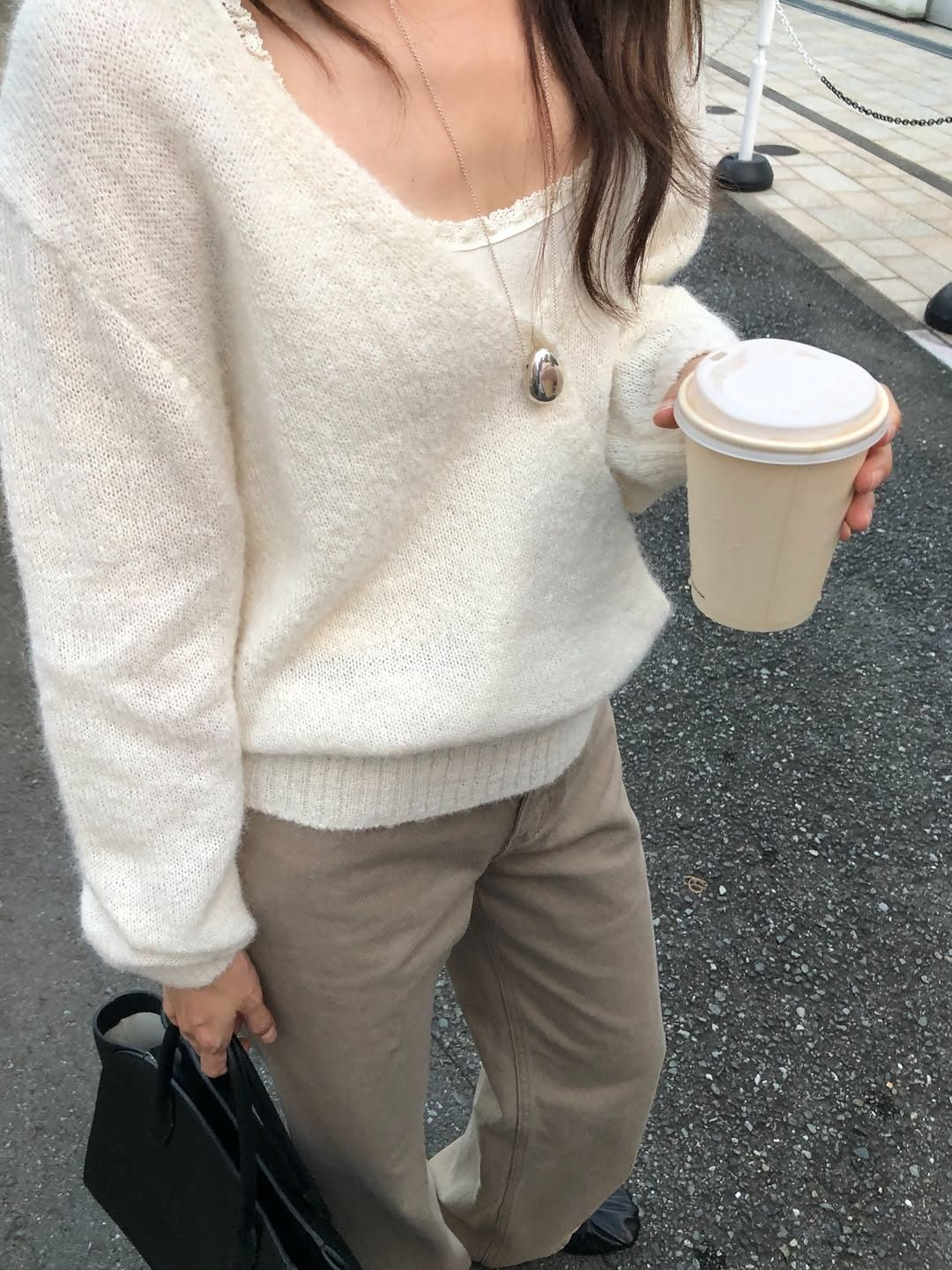 giselle alpaca deep v-neck knit-2col