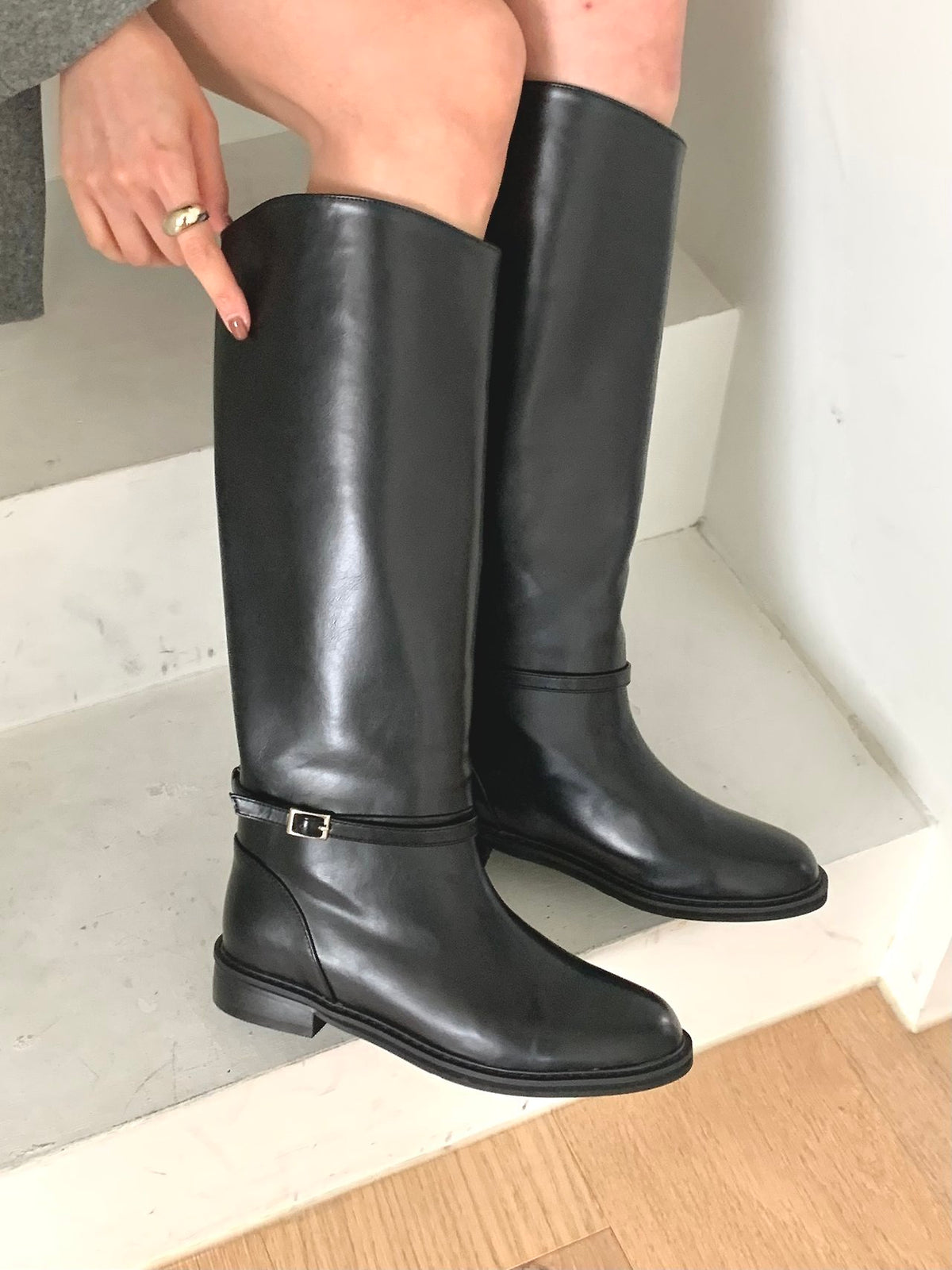 Ankle Detail Long Boots-2col