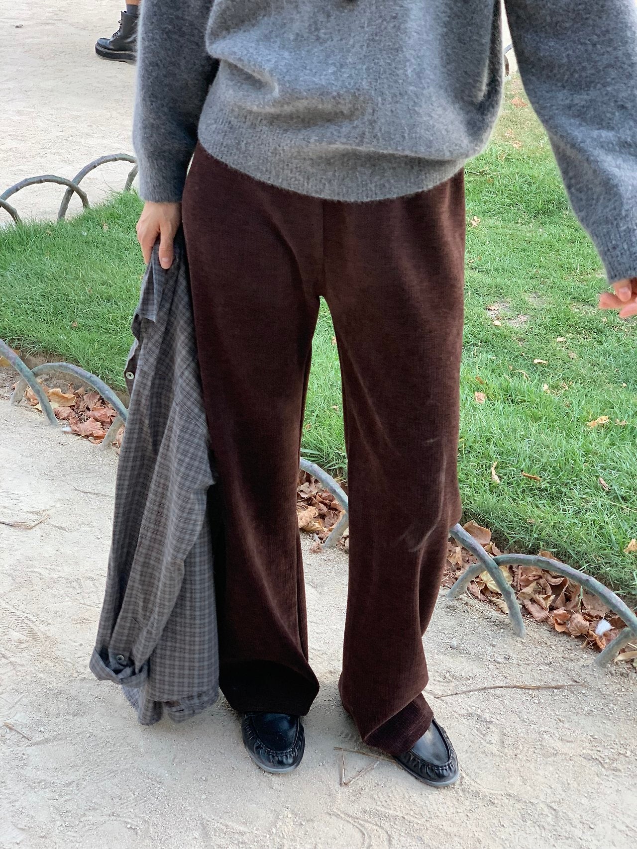 Velour corduroy banding pants-4col