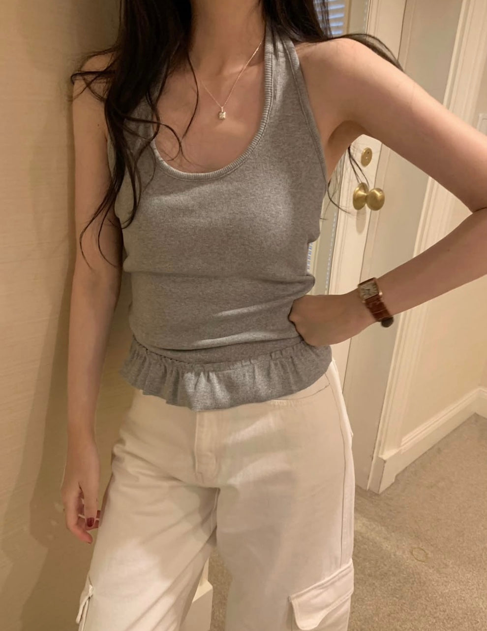Burning Frill Halter Sleeveless-4col