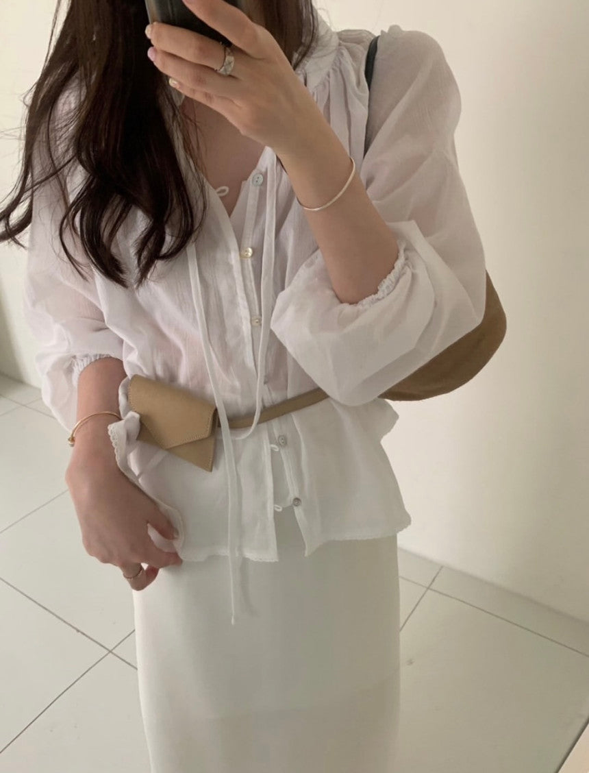Yoru shirring blouse-3col