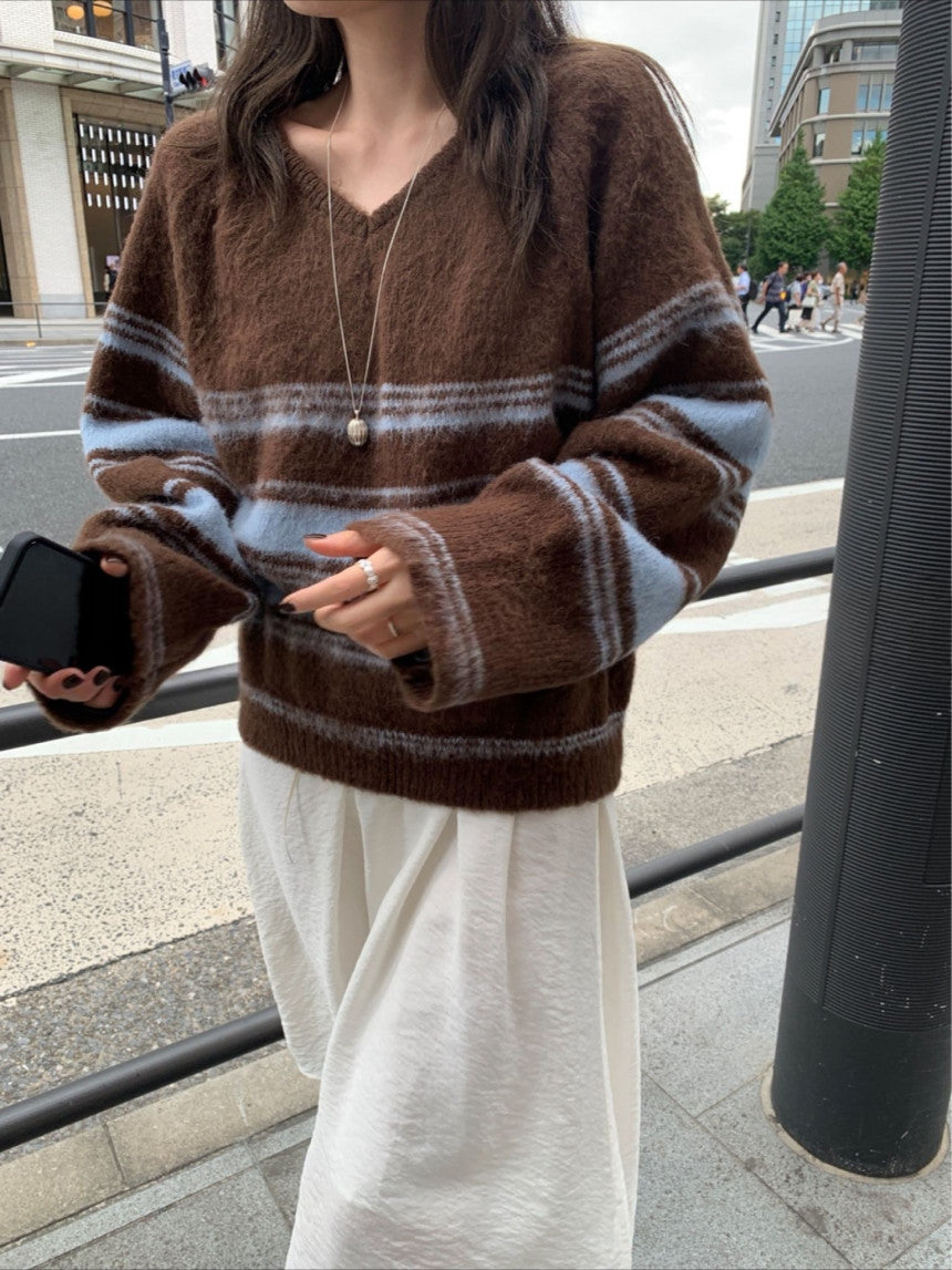 multi-v brush knit-2col