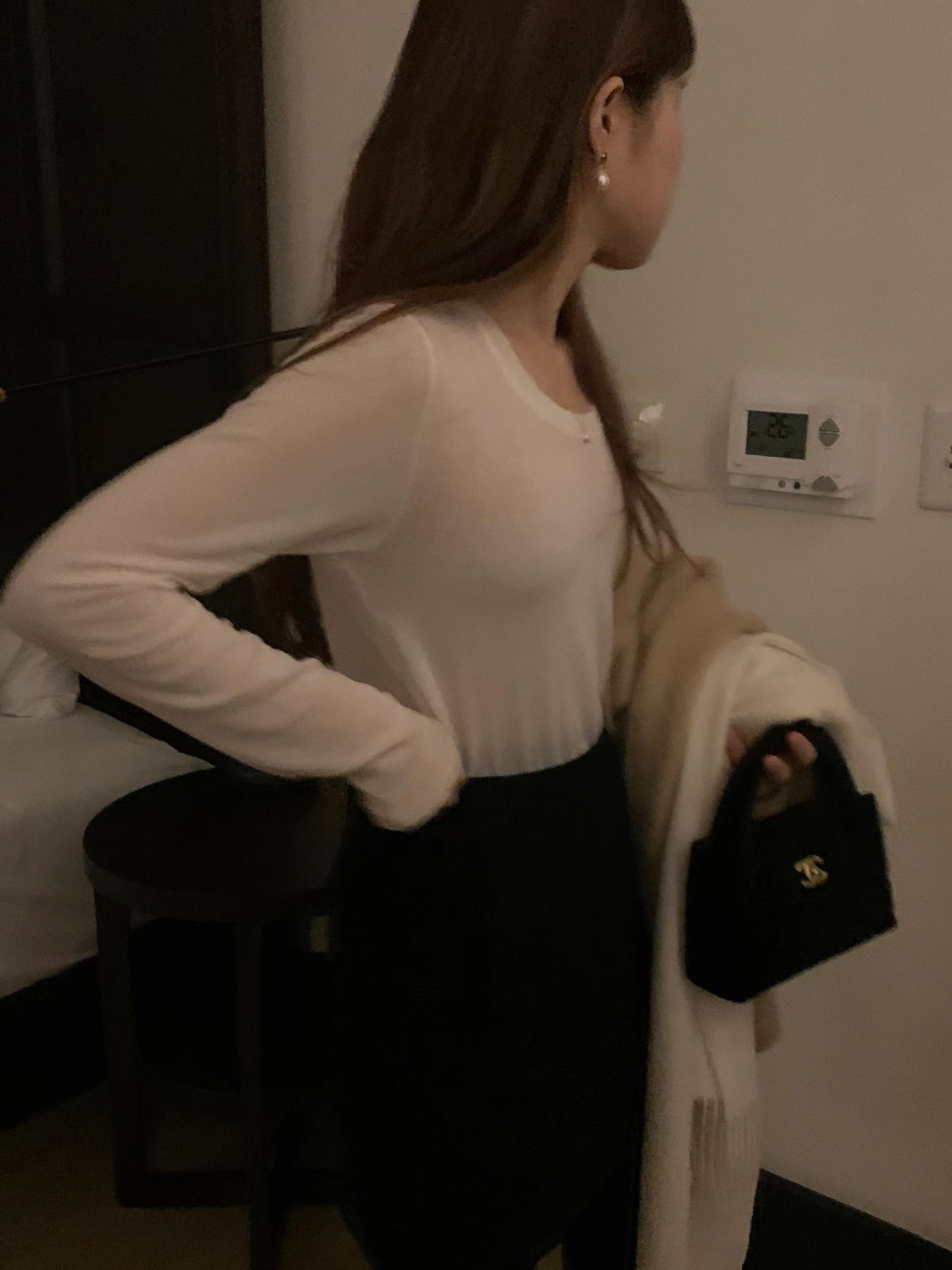 Ounce wool boucle mini skirt-2col