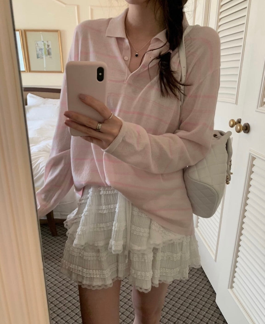 light yellow即納 Emily colla linen knit-3col