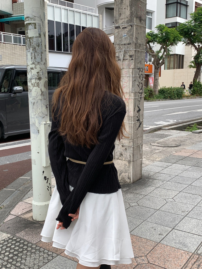 Amel pleats round cardigan-2col