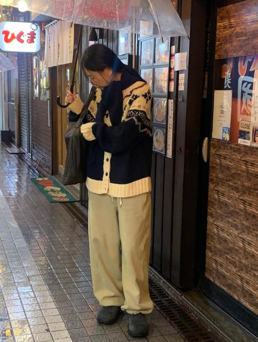 jacquard alpaca cardigan-2col