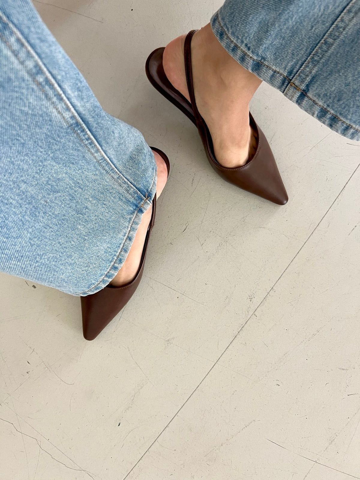Wedge sling back with pointed toe