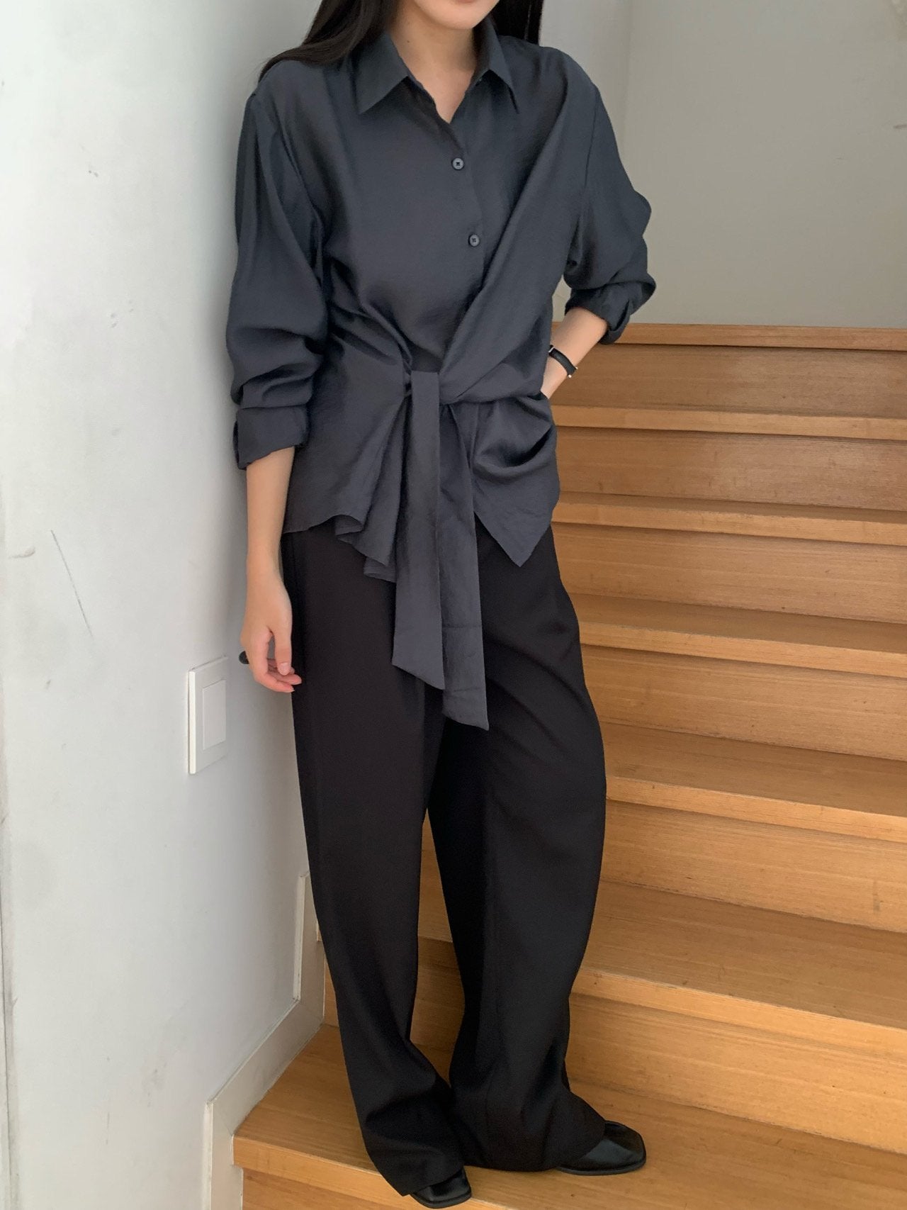 Veil wrap blouse-2col