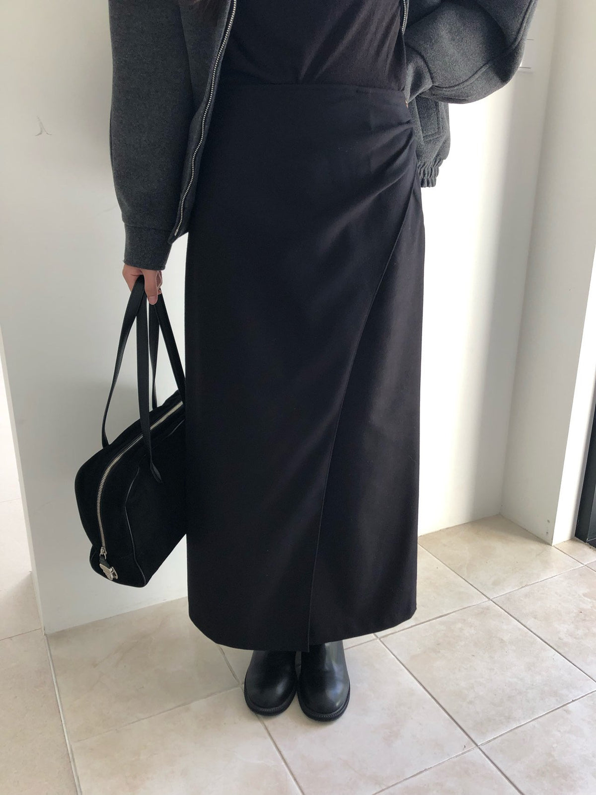 ched shirring skirt-2col