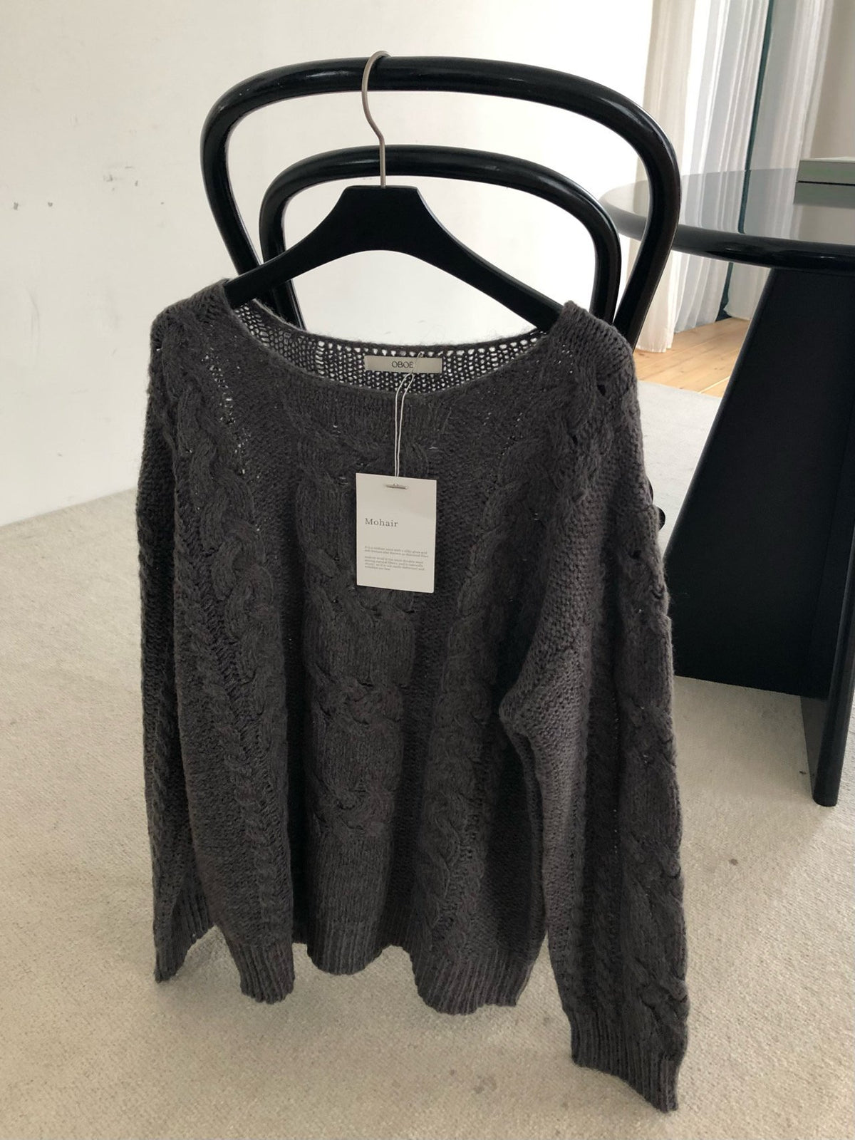 mohair cable knit-2col
