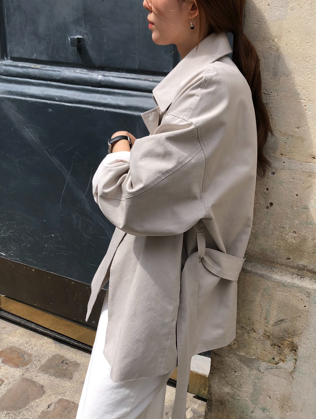Maren washing half trench jacket-2col